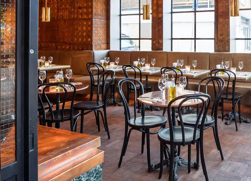 Tin feature wall, restaurant